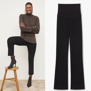 M.M. Lafleur The Finley Stretch Pant - Ribbed Jardigan Knit Black Size M